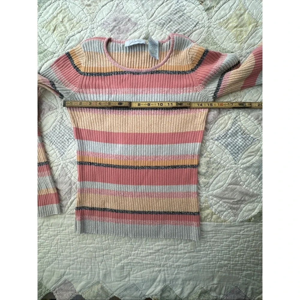 JH Collectibles Preppy Women's Striped Ribbed Pullover‎ Sweater Size S Pink Y2K